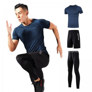 Bộ đồ thể dục nam FDMM003-3, áo phông + quần lửng + quần bó sát khi chạy